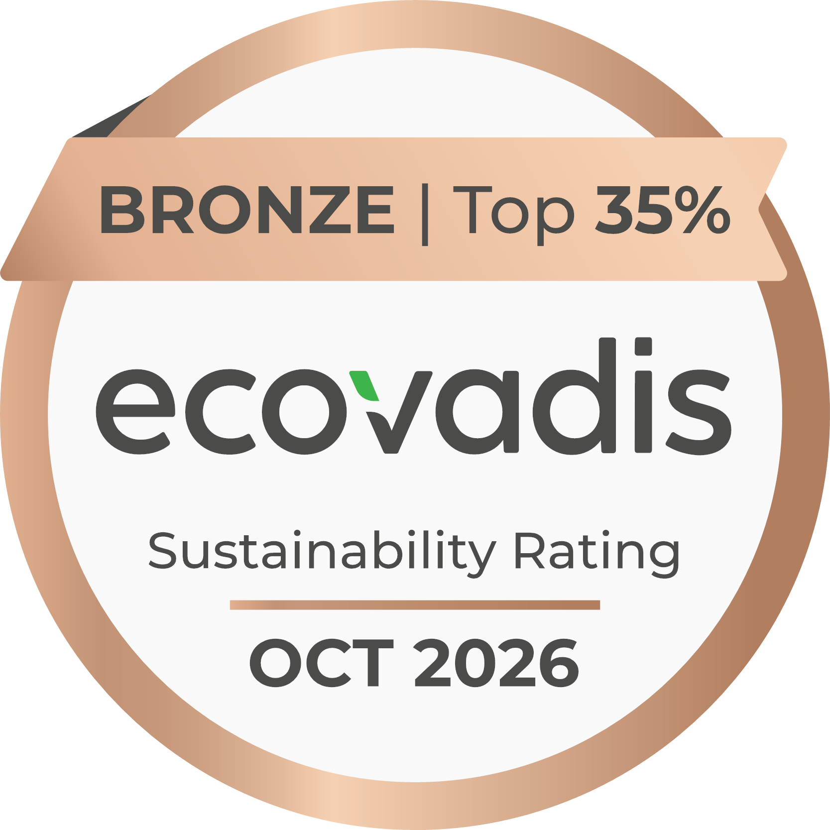 Médaille Bronze EcoVadis — Top 35 % — octobre 2026